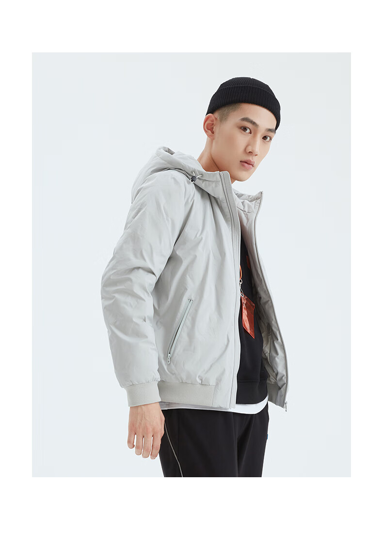 热风(hotwind) 2020年冬季新款男士帅气潮流压花戴帽短款加厚羽绒服