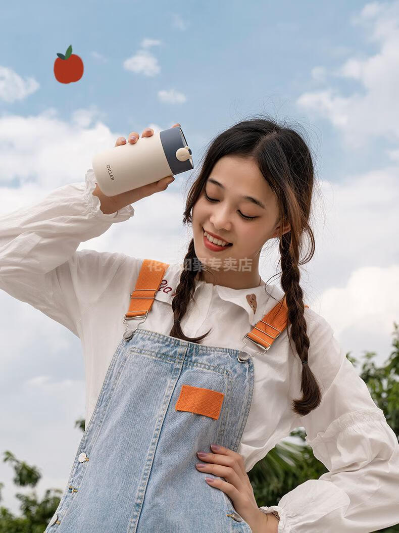 女生保温杯高颜值便携带硅胶吸管杯小巧保温杯高颜值女学生女款304