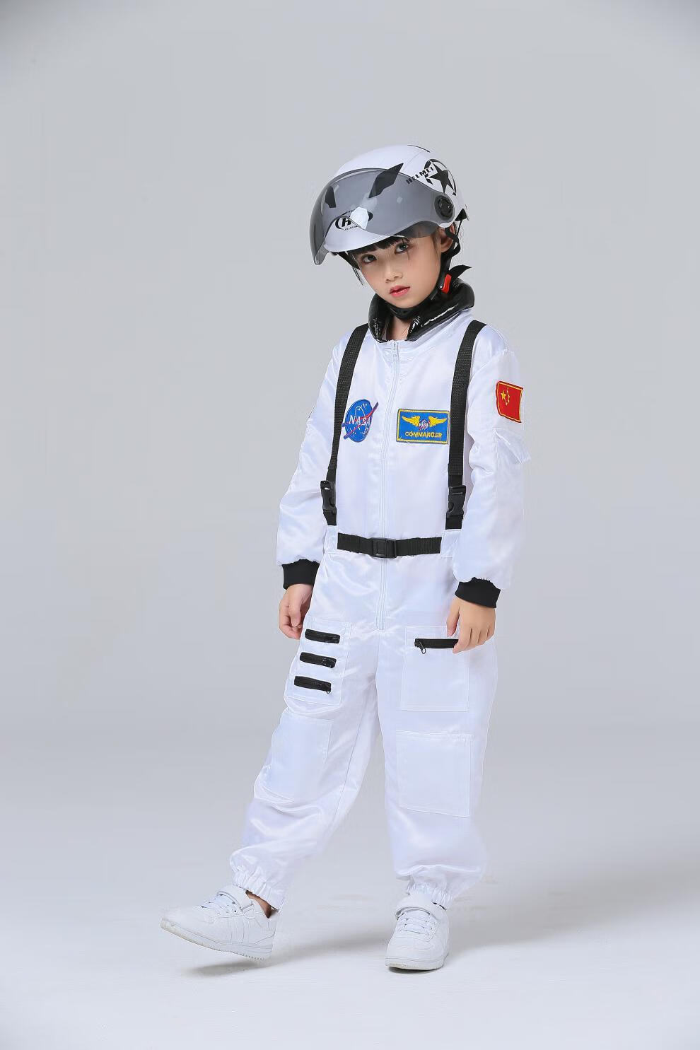 宇航服儿童太空服飞行员太空连体衣服万圣节抖音同款 服装加帽子 男女