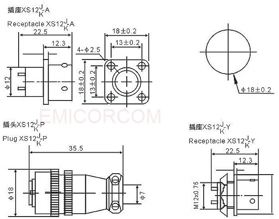 航空插头航空插座xs12k4p2芯3芯4芯5芯6芯7芯孔针连接器12mm推拉xs12