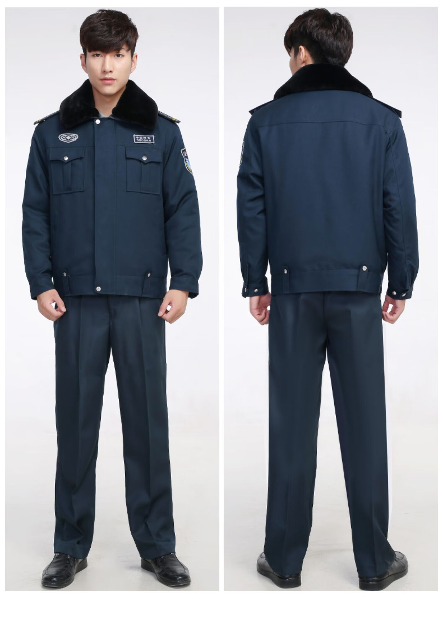 保安服秋冬装套装制服服装新款冬季工作服套装男加厚大衣棉服 羊绒版