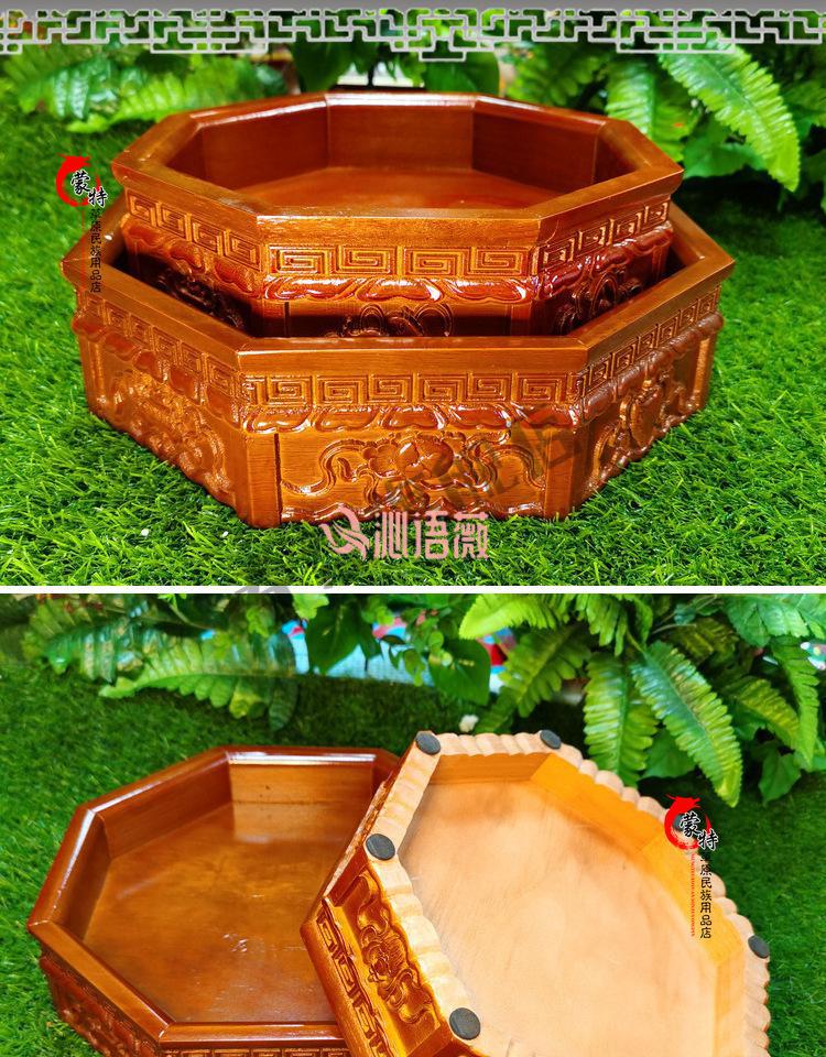 蒙古族特色蒙餐餐具木质烫画盘 八角蒙古元素图案烤羊盘干果盘 加厚