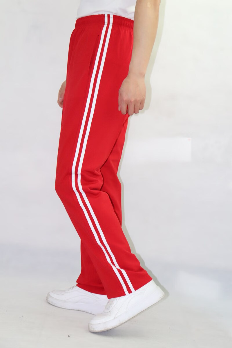 校裤红色校服裤一条杠白边小学初中秋冬季加绒学生保暖收脚校裤 加绒