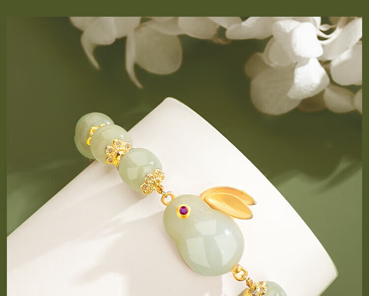 lenayan 中国风玉兔和田玉手链女古风气质中秋礼物轻奢小众设计感生日