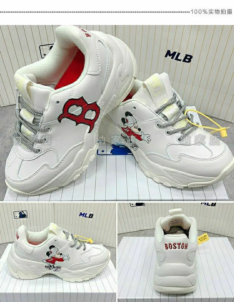mlb ny官方洋基队老爹鞋红袜队厚底增高米奇la休闲情侣男女鞋 老花色