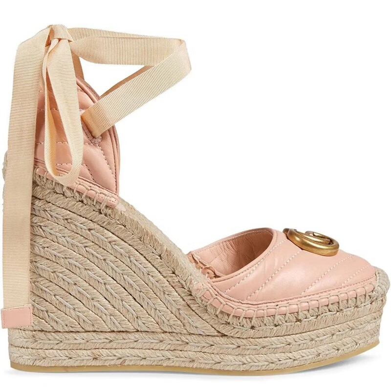 古驰(gucci)女款 绗缝厚底草编鞋 573023btmo0 37【图片 价格 品牌