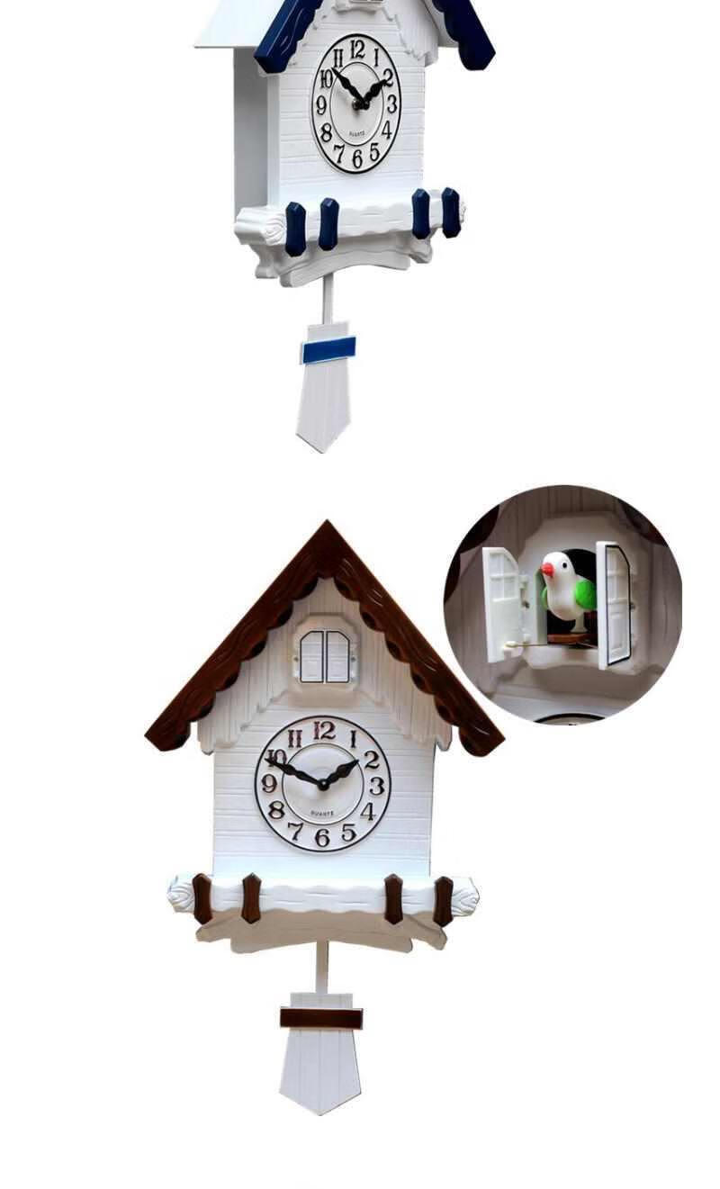 欧式客厅创意挂钟布谷鸟报时钟闹钟卡通装饰家钟表家用儿童房摇摆挂表