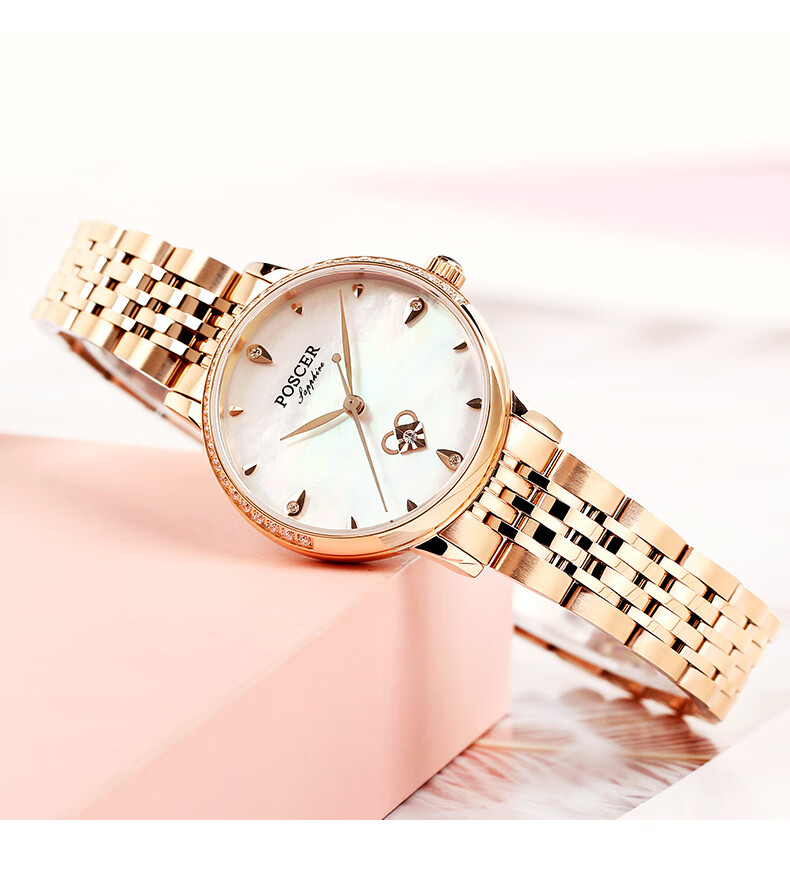 三八节礼物宝时捷poscer女士手表女表时尚腕表镶钻石英表防水保时捷