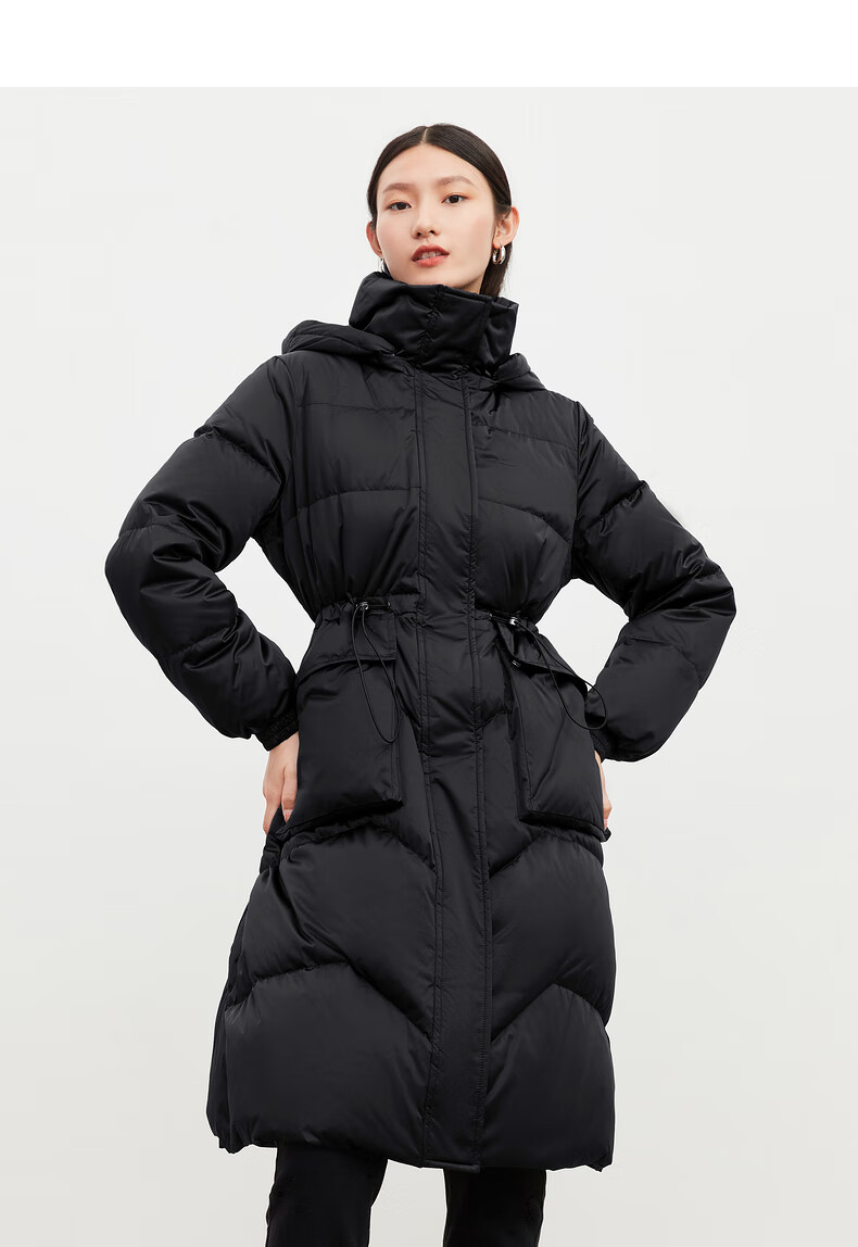 jz玖姿白鹅绒保暖狐狸毛领羽绒服女长款2021年冬季收腰洋气外套jtbd