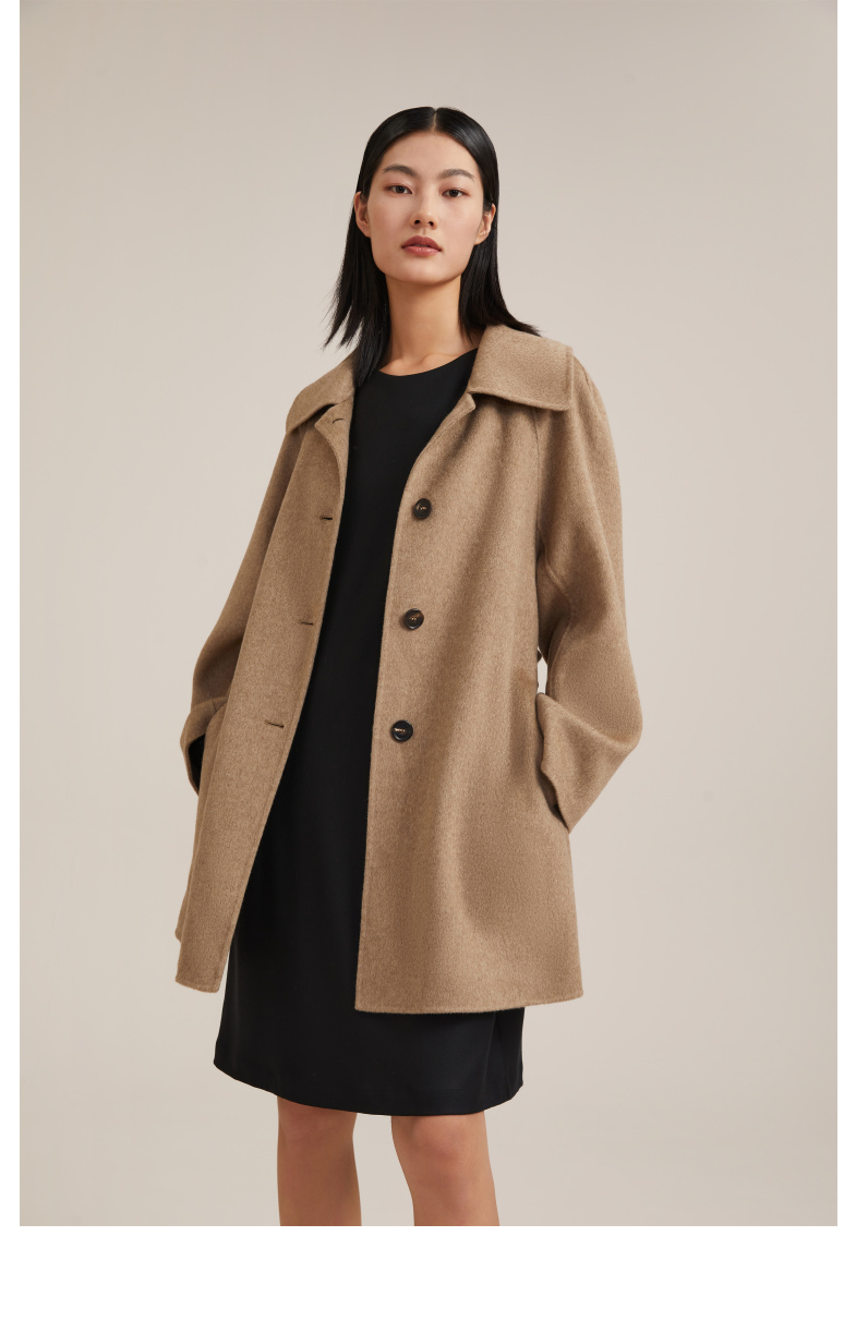 新品直降gloria歌莉娅冬季新品羊绒翻领大衣11nl6n77038h紫绒m