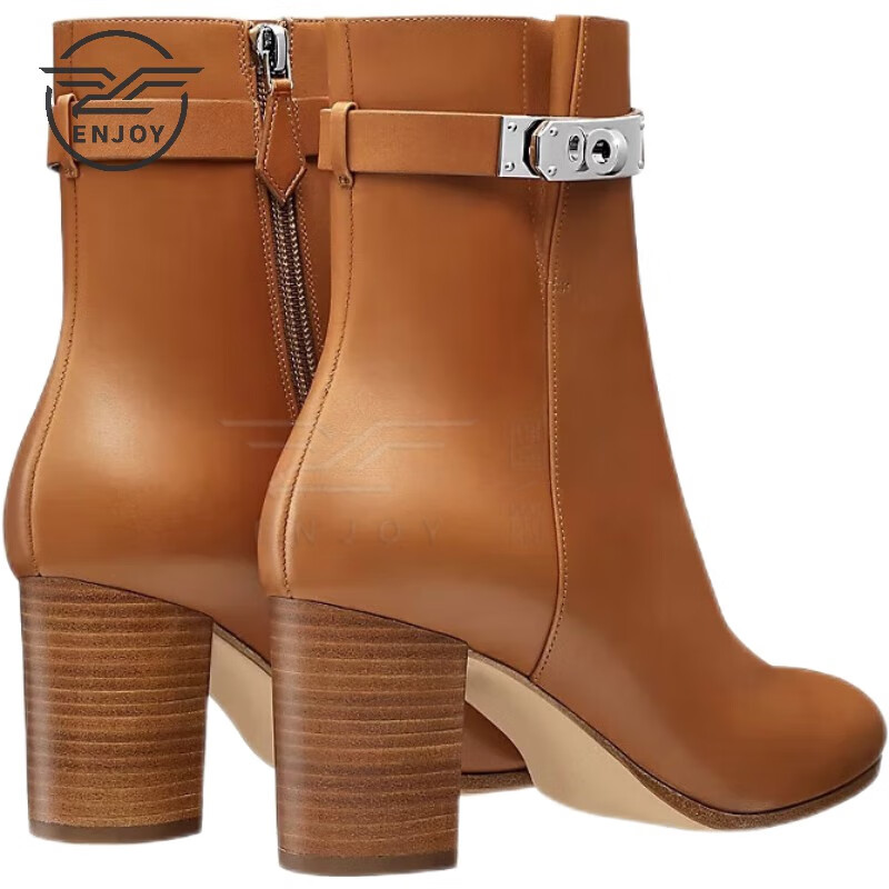 爱马仕(hermes) 女士牛皮短靴马丁靴套筒靴裸靴英伦风休闲时尚百搭