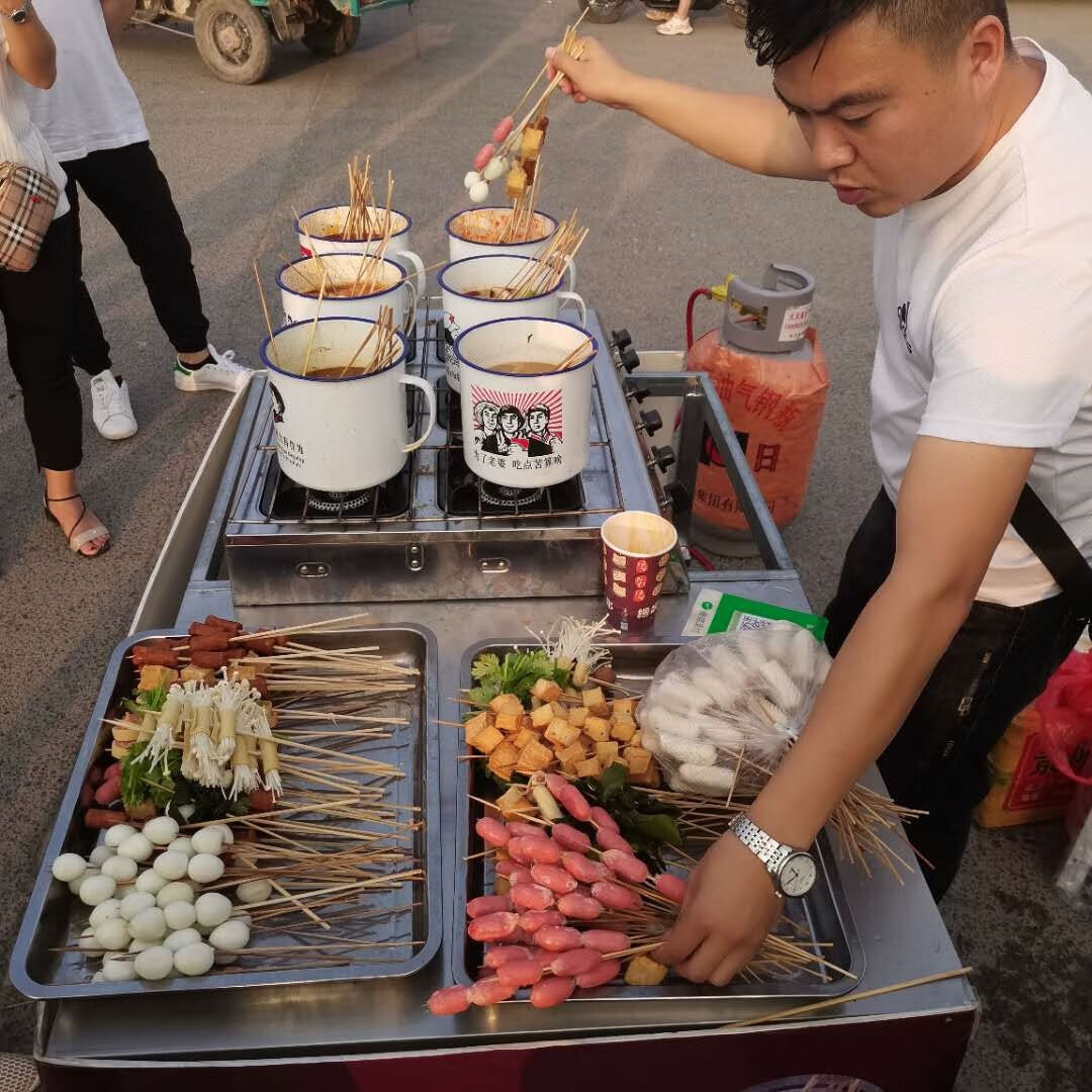 網紅茶缸串串機器關東煮麻辣燙機燃氣爐子移動擺攤推車設備小吃機器