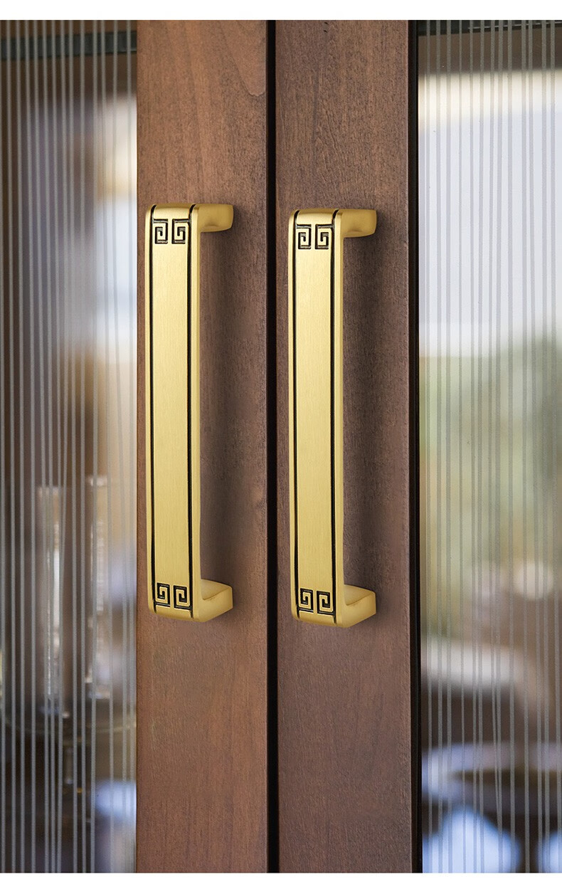 轶超中式衣柜拉手纯铜色新中式柜门把手古铜色橱柜抽屉柜子仿古全铜