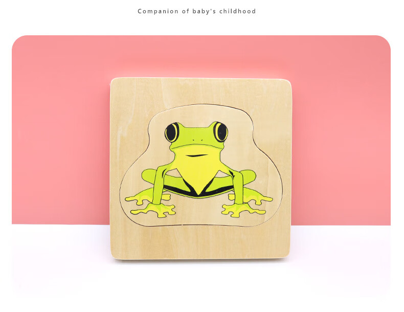嵌板多层拼板幼儿园儿童早教木质玩具蒙特梭利早教 青蛙成长过程
