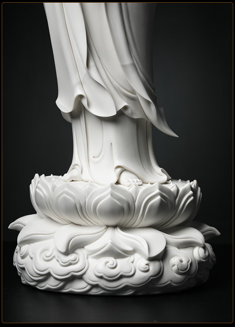 戴玉堂祥云立台莲大势至菩萨站像德化白瓷佛像摆件家用供奉林建平大师