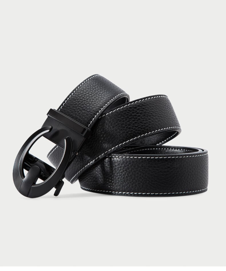 红谷皮带男2020新款圆环自动扣腰带男潮头层牛皮男士皮带休闲百搭裤带