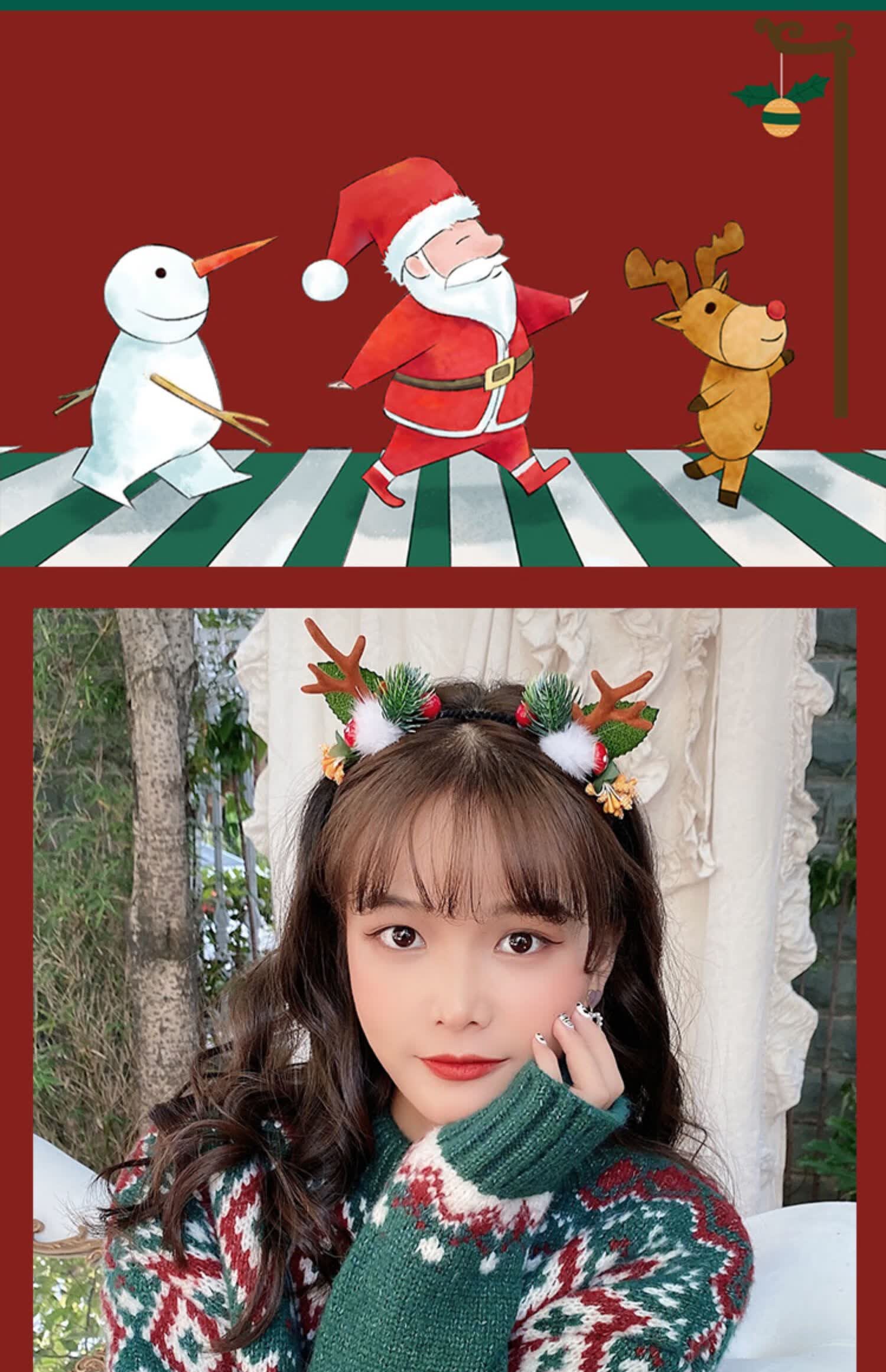 圣诞鹿角发夹可爱头饰小发夹鹿角发饰夹子麋鹿发箍松果咖角