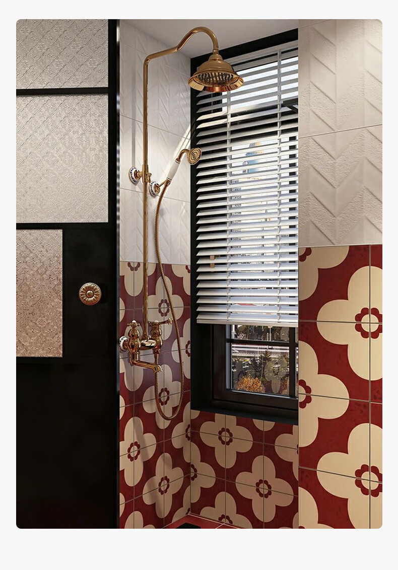 华欣硕网红瓷砖酒红色墙砖厨房卫生间阳台浴室餐厅地砖赤贫风法式花砖