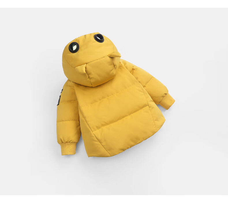 齐齐熊男童小怪兽羽绒服中长款儿童连帽棉服厚0-3岁婴儿冬装防风 黑色