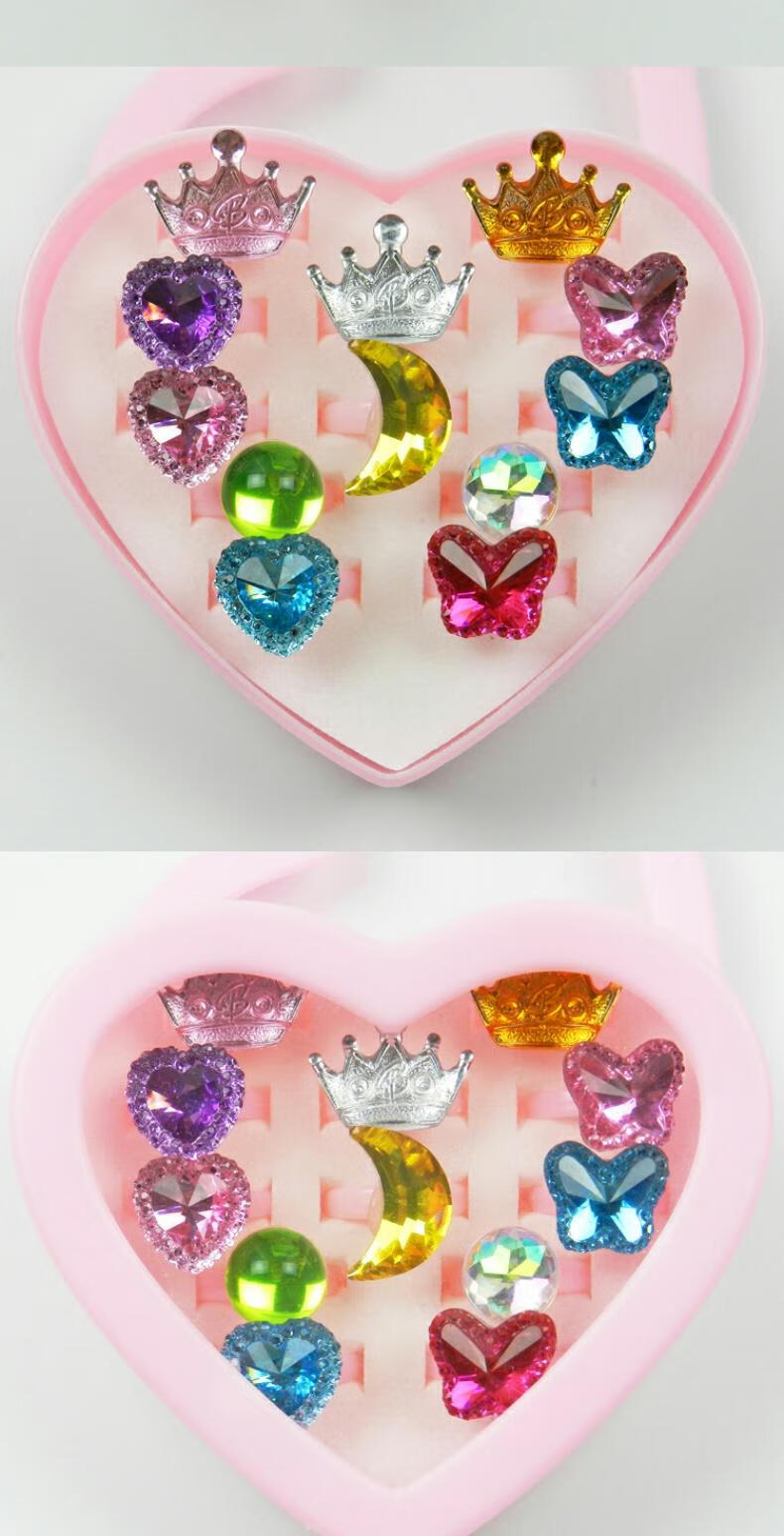 【京选臻品】儿童戒指儿童宝石戒指女童小女孩水晶戒指钻石戒指首饰盒