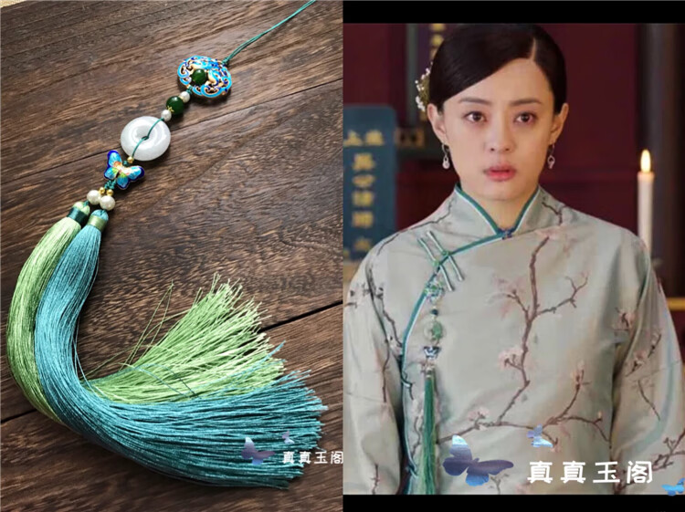 福铂睿fbri手工古风岫玉情侣男女玉佩清宫平安扣流苏腰
