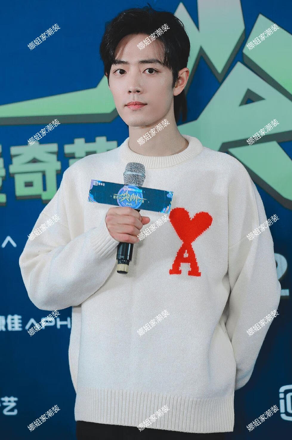 肖战同款明星秋冬圆领爱心字母毛衣情侣针织宽松羊绒衫女套头 女款