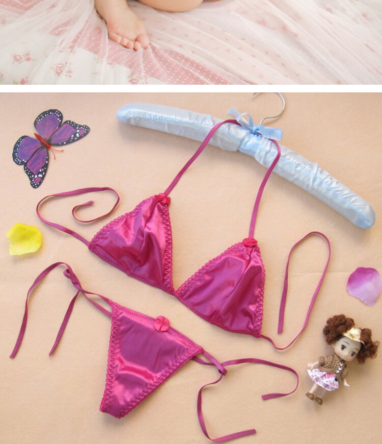 丁字裤套装女情趣蕾丝文胸套装性感挂脖比基尼系带内衣透明诱惑私房t