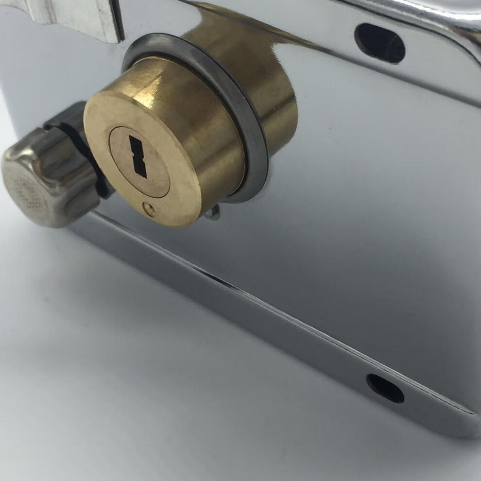 9219老式防盗门锁一字锁芯外装门锁铁门木门三保险锁不锈钢色白色3550