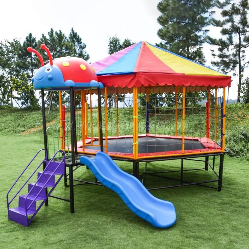 幼儿园蹦蹦床儿童室内大型跳跳床户外埋地摆摊家用大人防护网玩具紫色