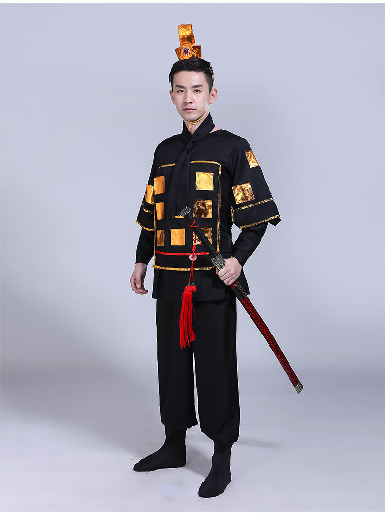 古代士兵服装成人男盔甲将军舞台男童兵马俑花木兰儿童戏曲表演服2021