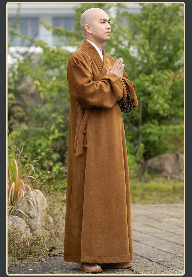 男双层保暖僧人毛呢子僧衣大褂长衫和尚服僧袍 藏青色 35【图片 价格