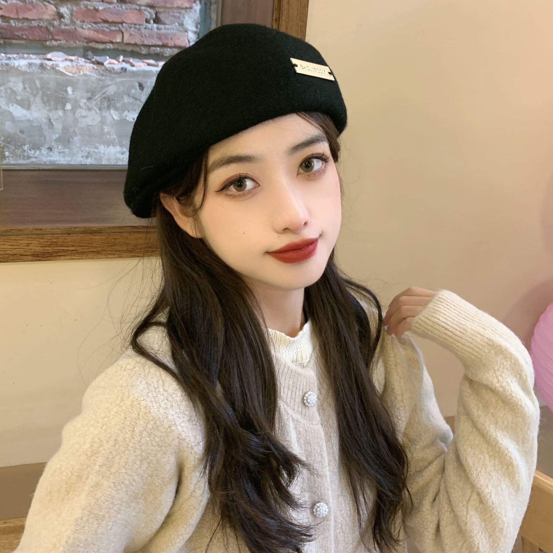 复古反戴前进帽女秋冬网红羊毛呢大头围贝雷帽日系百搭画家帽子潮