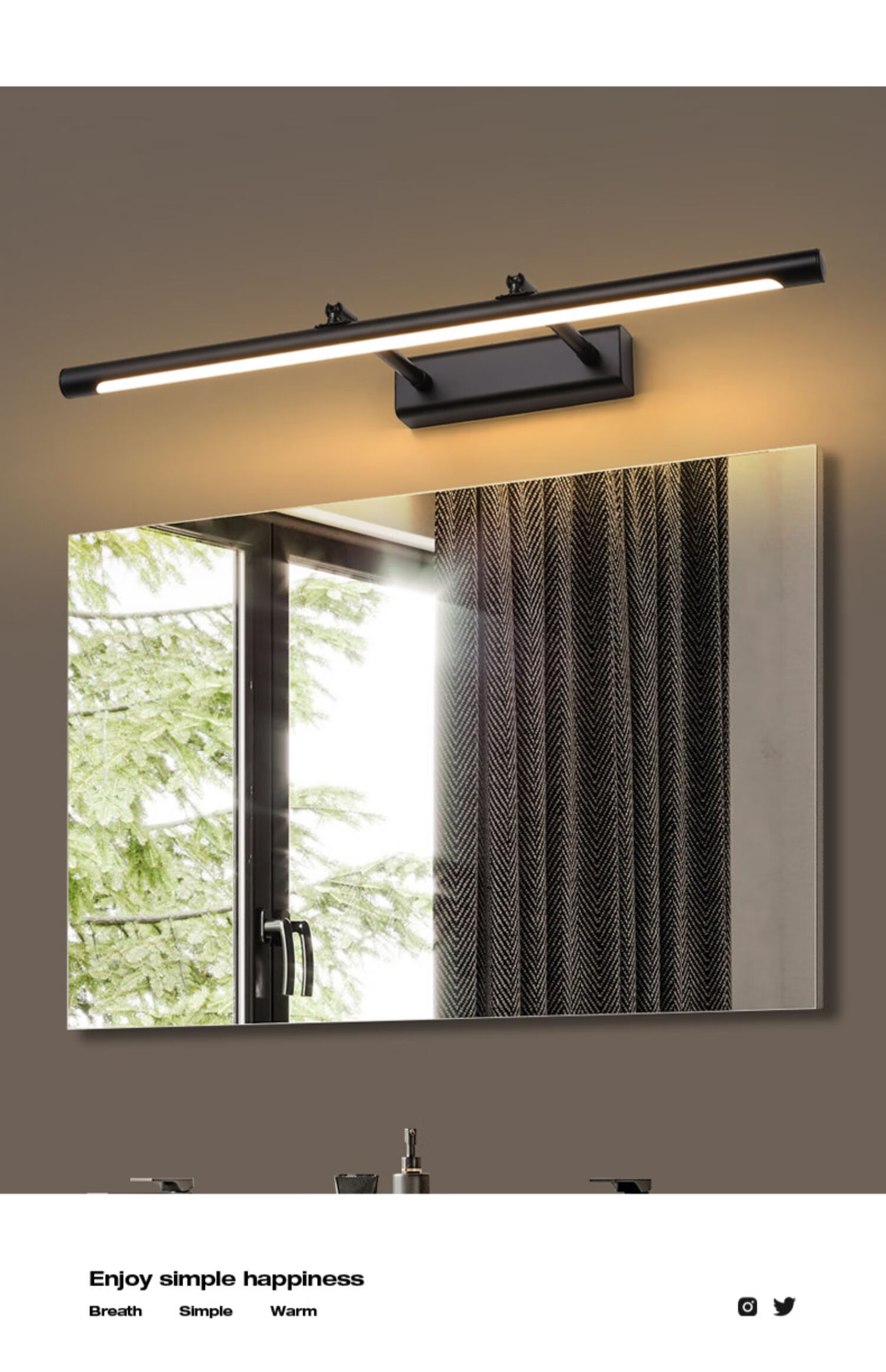 镜前灯led卫生间浴室免打孔壁灯化妆灯伸缩镜柜专用梳妆台镜子灯单杆