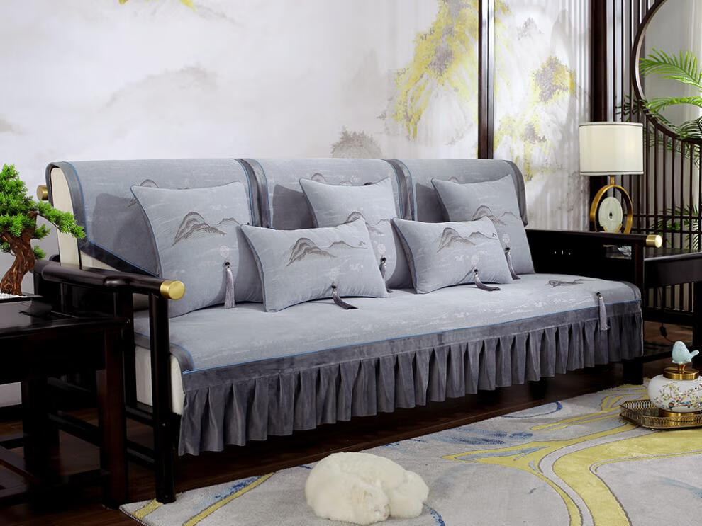 冰星梦新款中式沙发套沙发垫子四季通用简约现代组合实木沙发坐垫套