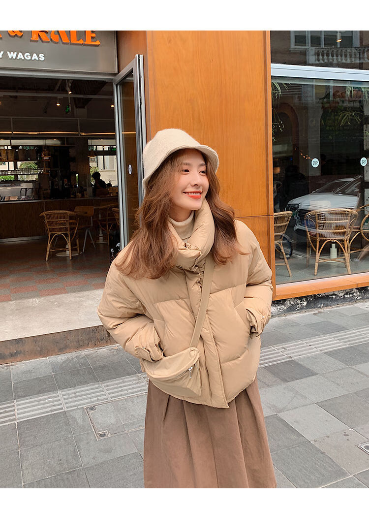 雅鹿150小个子羽绒服女短款20冬季新款韩版宽松加厚白鸭绒面包服外套