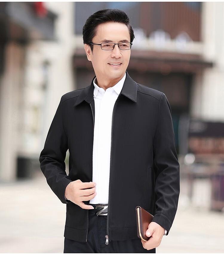 领导干部服装春秋款行政夹克中年中老年小码男士休闲小个子爸爸外套