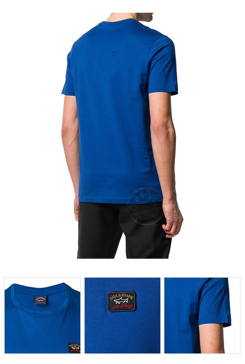 paul&shark保罗鲨鱼t恤男士logo图案圆领短袖 灰色c0p1002-211 931 l