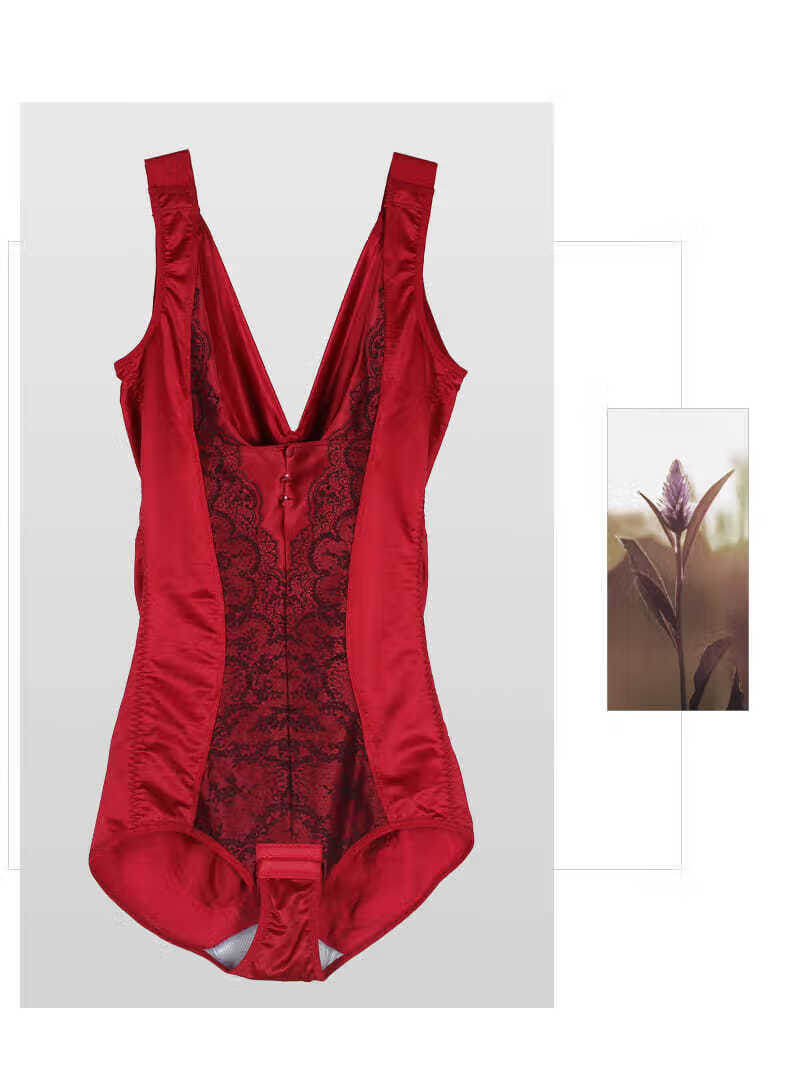 奥维丝丽六月玫瑰旗下品牌塑身三角连体衣女士收腰腹提臀美体衣 甸红