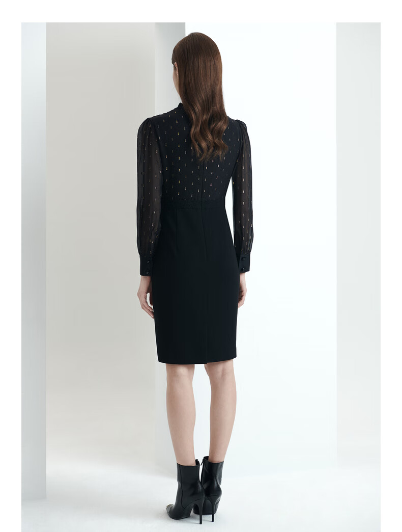 ports宝姿女装2020秋冬新品长袖中长连衣裙ll9d126nwb011 black 2