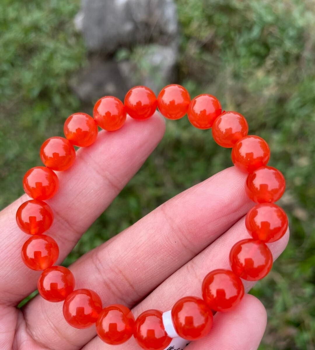 爱优美天然保山南红玛瑙杨柳料冰红手串圆珠冰种南红手链女款民族风