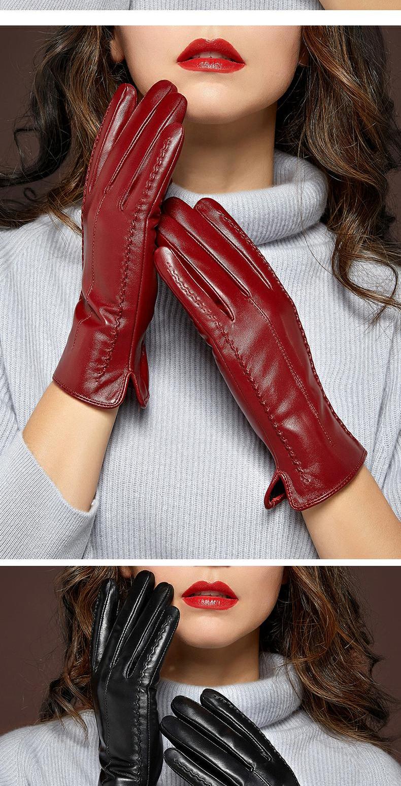 【防风保暖】浪莎新款 女士皮手套女冬季保暖加绒加厚短款薄触屏秋冬