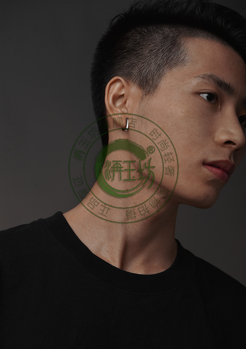 圈耳环男士耳圈单只耳钉潮男款椭圆u形实心耳饰耳扣【图片 价格 品牌