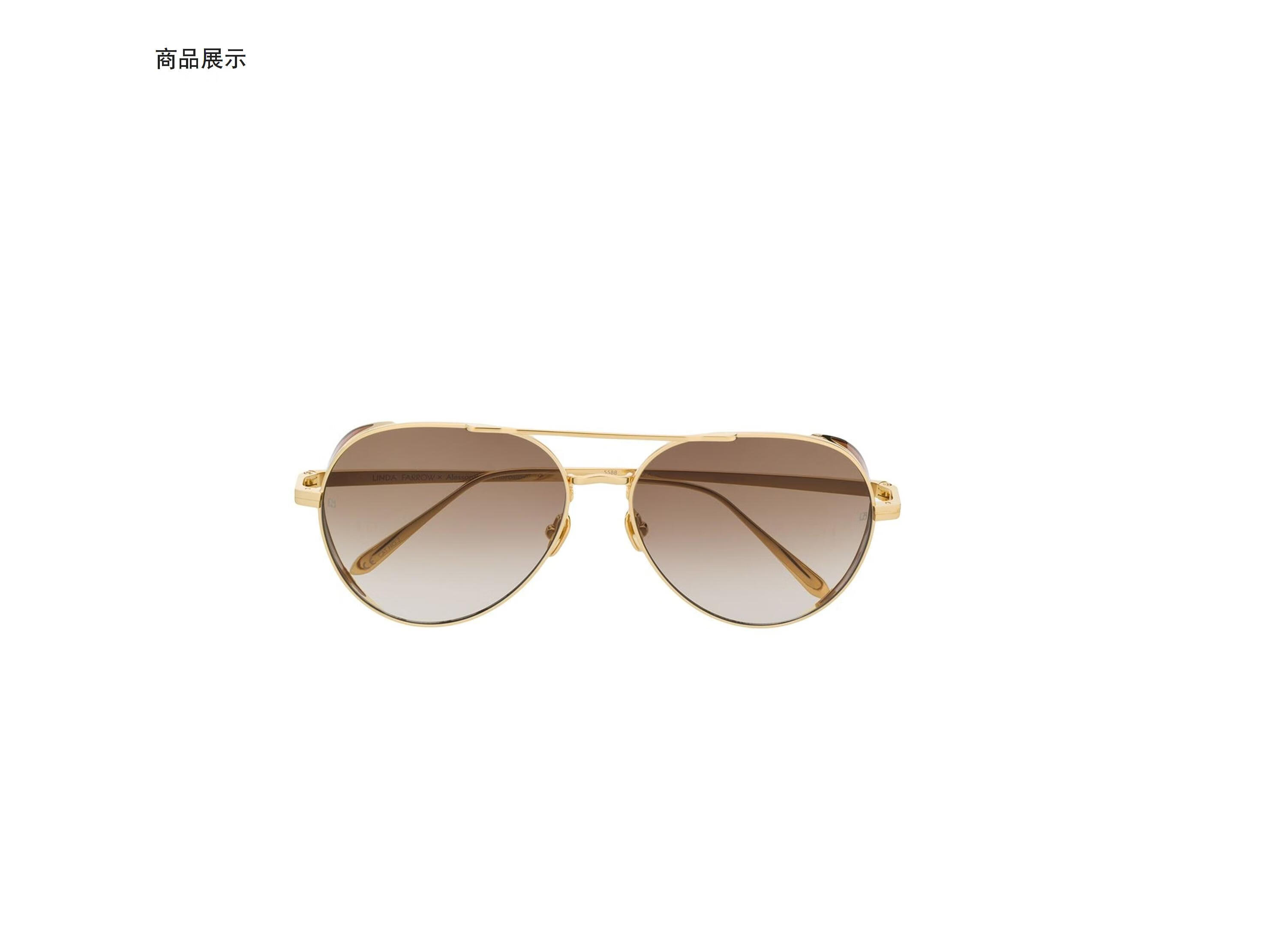 法罗(linda farrow) 女士 飞行员太阳眼镜 lfl792 金色 59【图片 价格