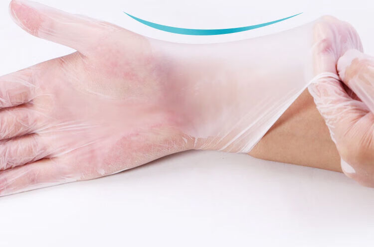 玉手一次性防护手套牙科检查餐厨家务美容pvc手套无粉透明100只装m玉