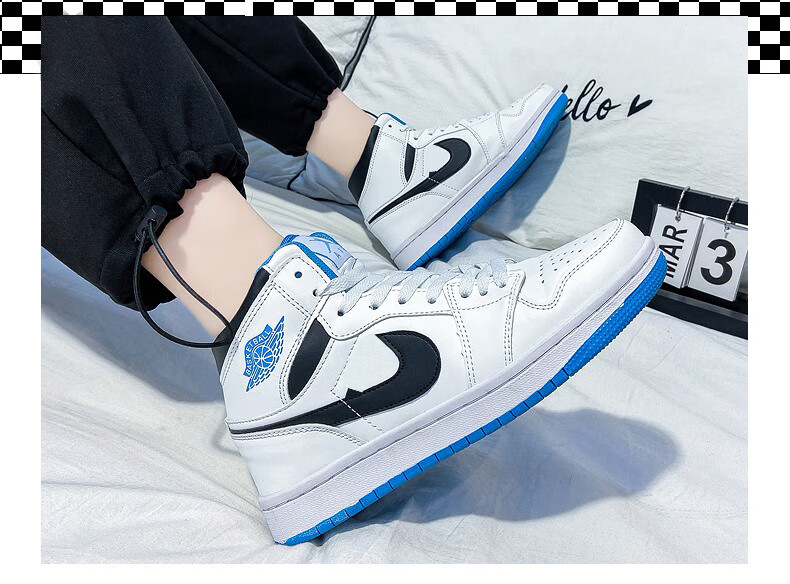 aj男鞋秋冬季空军一号莆田aj1高帮鞋极光蓝学生休闲板鞋qb极光蓝38