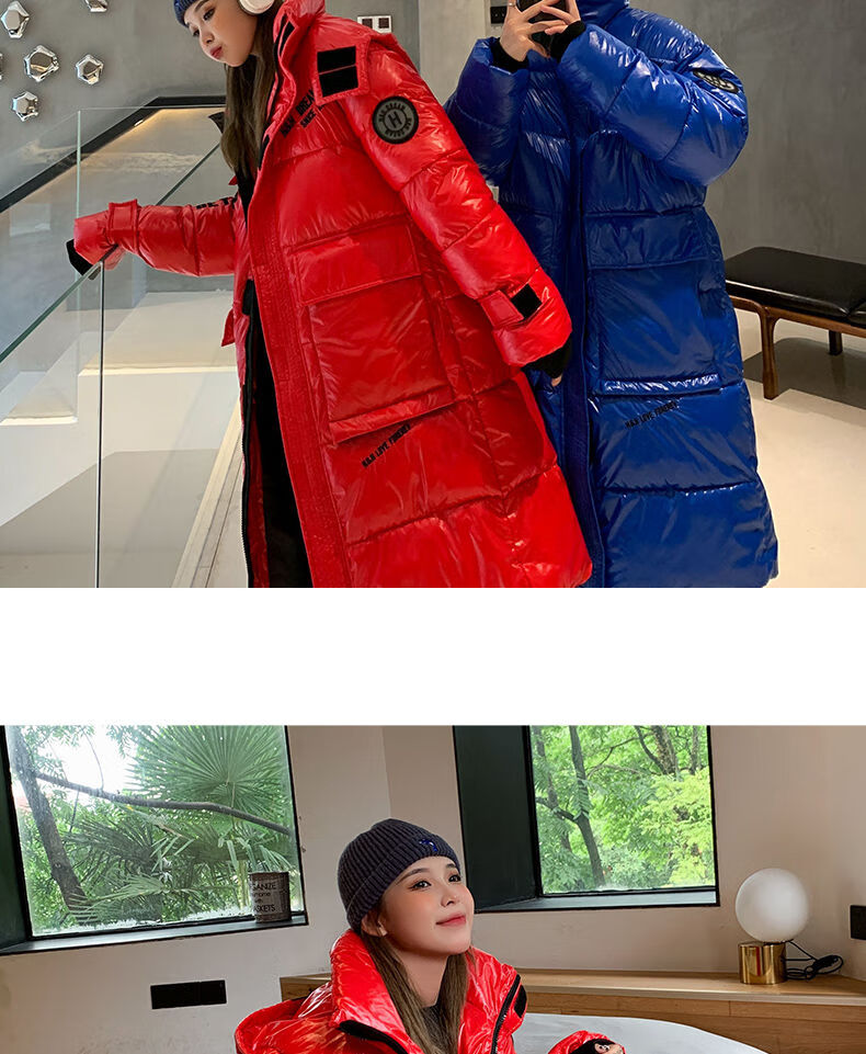 boyxco 中国有嘻哈pgone万磁王同款夹克国潮高街亮皮情侣中长款棉衣