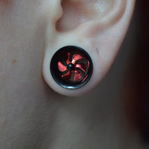 滑轮钛钢耳扩网红同款风车欧美朋克男女耳洞扩耳器穿刺耳廓耳钉 14mm