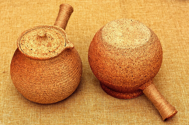 奢厨 云南土陶烤茶罐柴烧炕茶罐中式带盖子侧把大号粗陶煮茶器复古碳