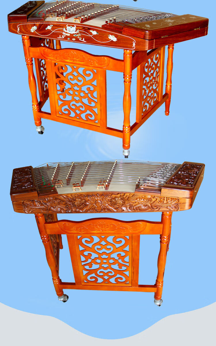 扬琴扬琴乐器考级演奏花梨贝雕草花扬琴贝雕扬琴扬琴 鸡翅木贝雕扬琴