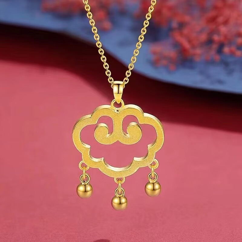 老凤凰长命锁祥云如意锁平安锁项链金锁吊坠女士如意铃铛本命年送女
